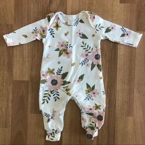 Tesa Babe ivory and pink floral one piece romper